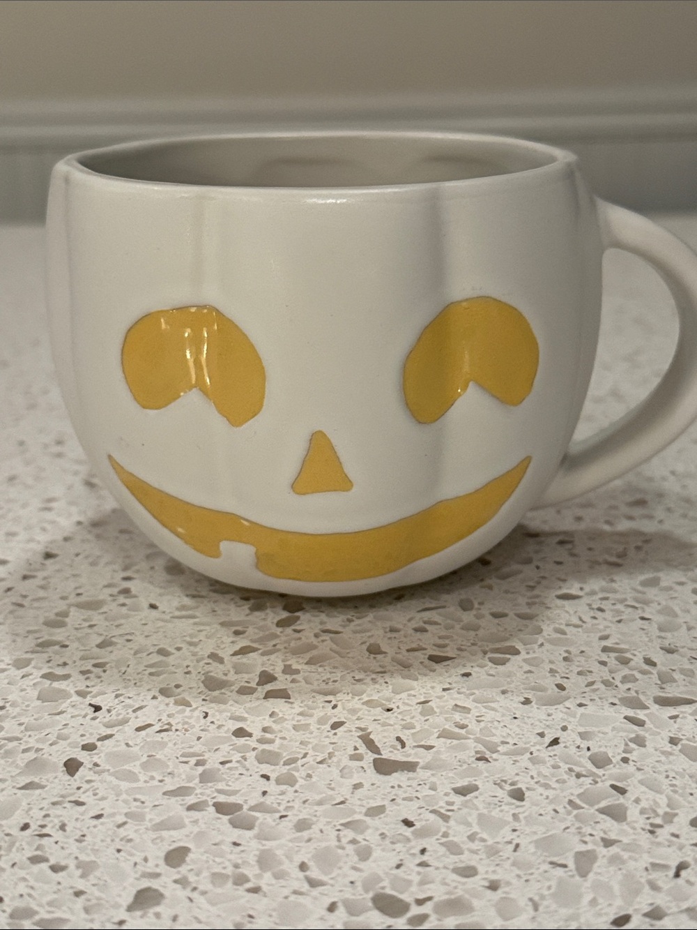 Pottery Barn Jack-O’-Lantern Face Ceramic Mug, White